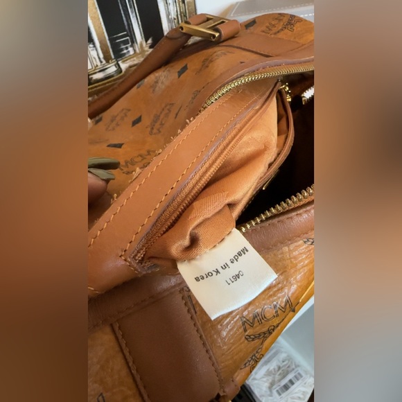 MCM Cognac Boston Bag with bag charm - Picture 3 of 14